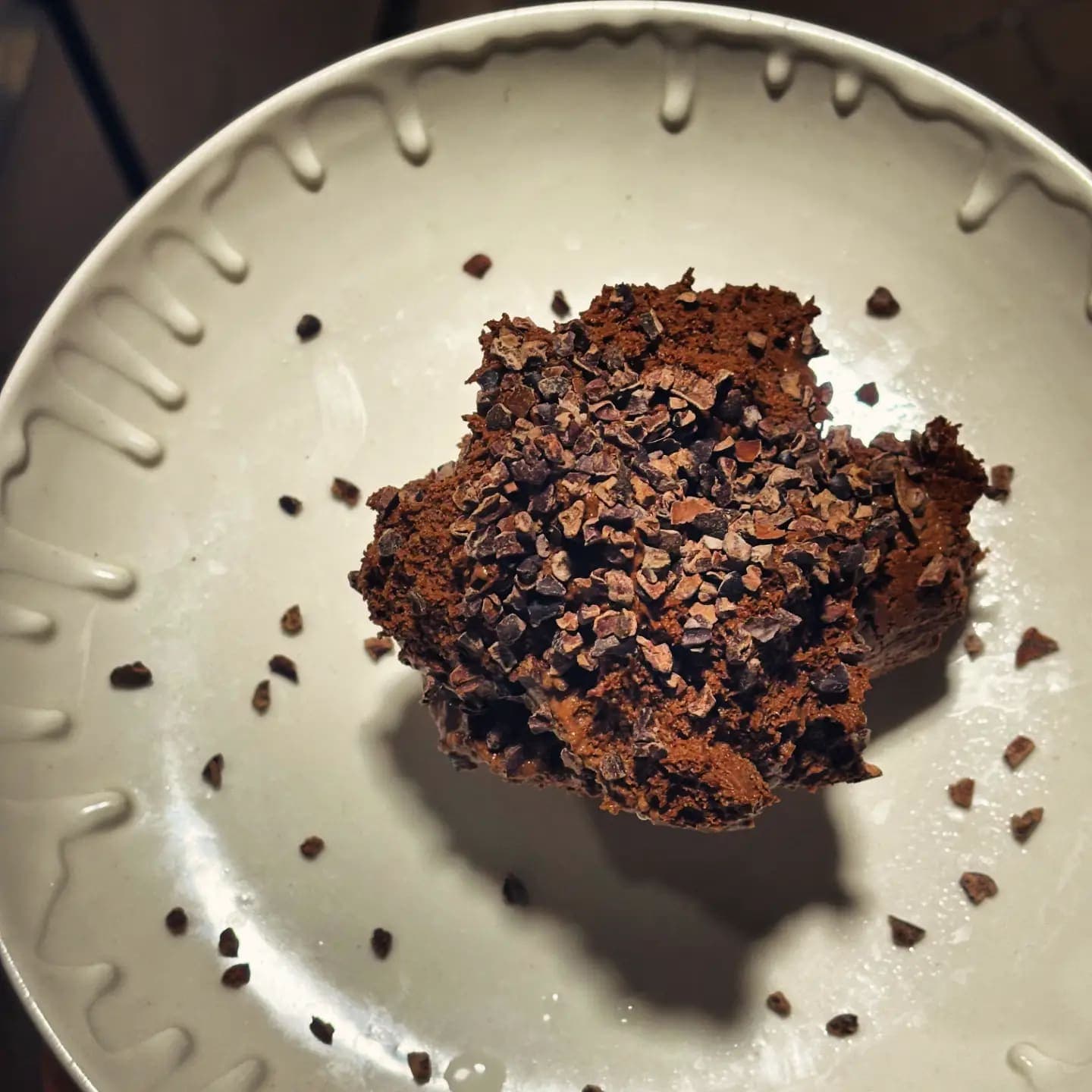 Mousse au chocolat et grues de cacao